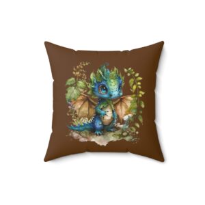 Adorable-Little-Dragon-Design-Spun-Polyester-Square-Pillow