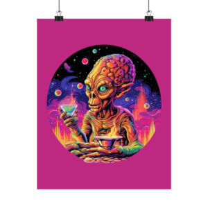 Unique cannabis alien design matte vertical poster with a smooth finish for wall decor