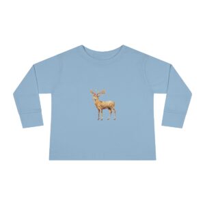 Toddler Long Sleeve Tee with charming Christmas reindeer design in soft combed ringspun cotton