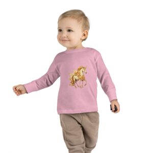 Long Sleeve Tee for toddlers with whimsical Christmas unicorn design in soft combed cotton