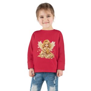 Toddler Long Sleeve Tee with delightful little angel girl and Christmas gift design in soft combed cotton