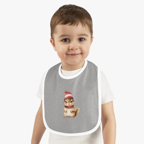 Baby-Contrast-Trim-Jersey-Bib-Cute-Squirrel-Christmas-Hat