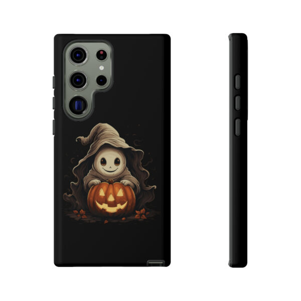 Durable phone case with charming little ghost and pumpkin design for festive protection