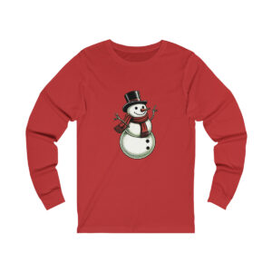 Classic-Snowman-Graphic-Red-Long-Sleeve-Tee