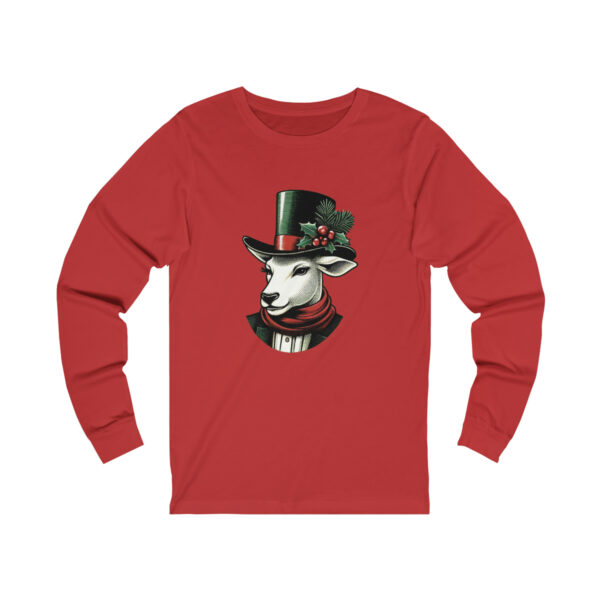 Goat-with-Top-Hat-Christmas-Themed-Long-Sleeve-Tee