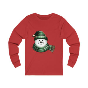 Smiling-Snowman-Long-Sleeve-Red-Tee