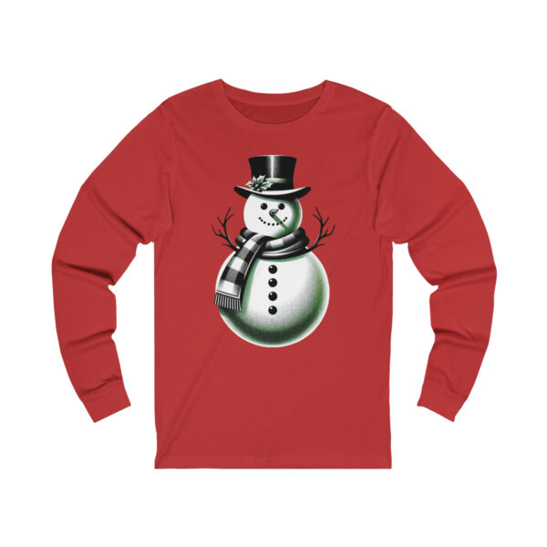 Cheerful-Snowman-Long-Sleeve-Red-Tee