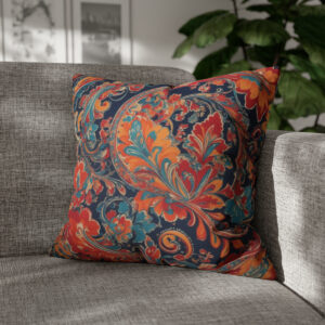 Vibrant-Paisley-Spun-Polyester-Square-Pillow-Case