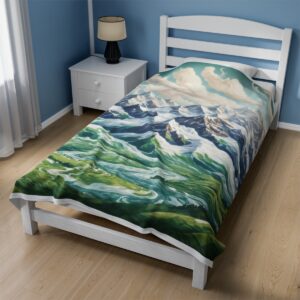 Alpine-Mountain-Scene-Plush-Velveteen-Blanket-Cozy