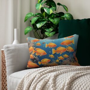 Vibrant-Fish-Design-Spun-Polyester-Lumbar-Pillow-for-Home-Decor