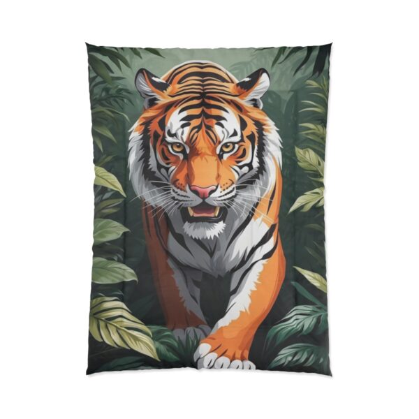 Fierce tiger emerging from dense jungle foliage