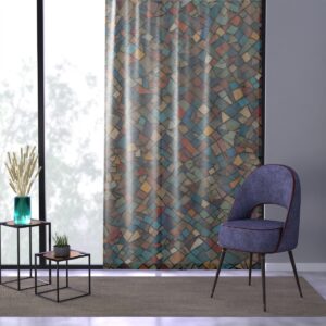 Tiny multicolored geometric shapes window curtain