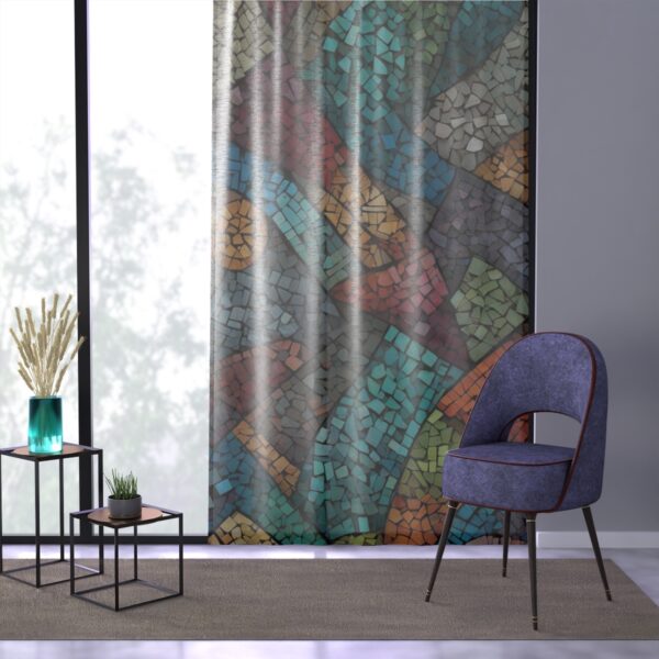 Multicolored geometric shapes modern mosaic window curtain