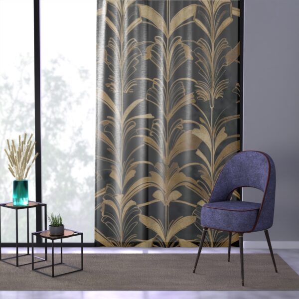 Jazz Age gold on black pattern window curtain