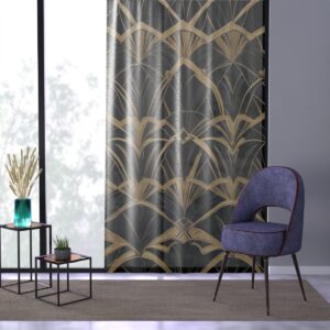 Sophisticated gold and black art deco window curtain