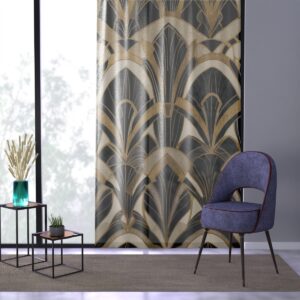 Sumptuous gold and black geometric window curtain