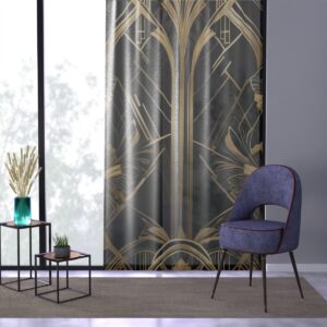 Luxurious gold and black art deco window curtain