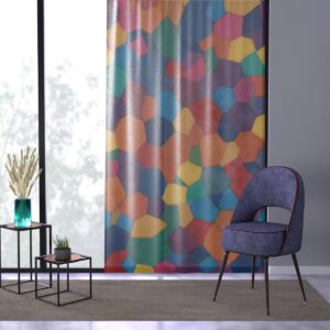 Interlocking shapes rainbow hue window curtain