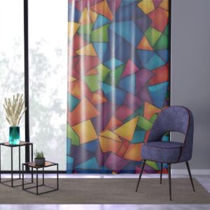 Artistic rainbow geometric window curtain