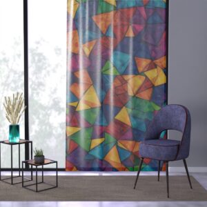 Vibrant rainbow geometric shapes window curtain