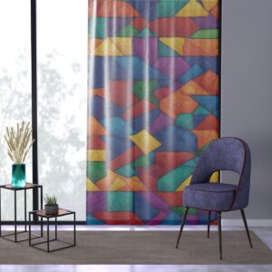 Colorful geometric pattern window curtain