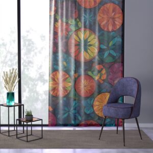 Cascade of colors window curtain with circular patterns