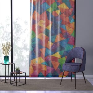 Mesmerizing Rainbow Geometry window curtain with a spectrum of colors