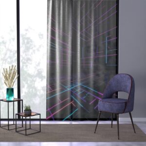 Vibrant Futuristic Grid window curtain with neon matrix