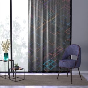 Electrifying Futuristic Grid window curtain with neon grid