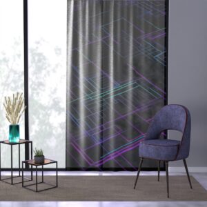 Avant-garde Futuristic Grid window curtain with neon pattern