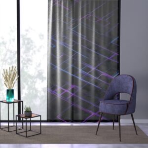 Modern Futuristic Grid window curtain with neon lines