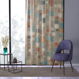 Sophisticated Retro Squares window curtain with chic square pattern