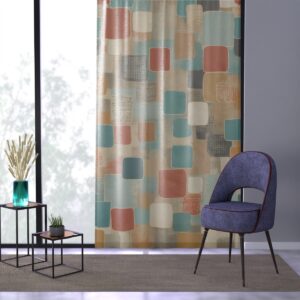 Cozy Retro Squares window curtain with a vintage modern twist