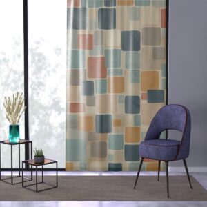 Warm Retro Squares window curtain with vintage-modern charm