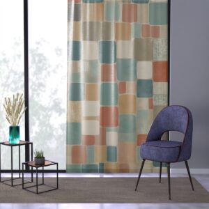 Retro Squares curtains with muted vintage color palette