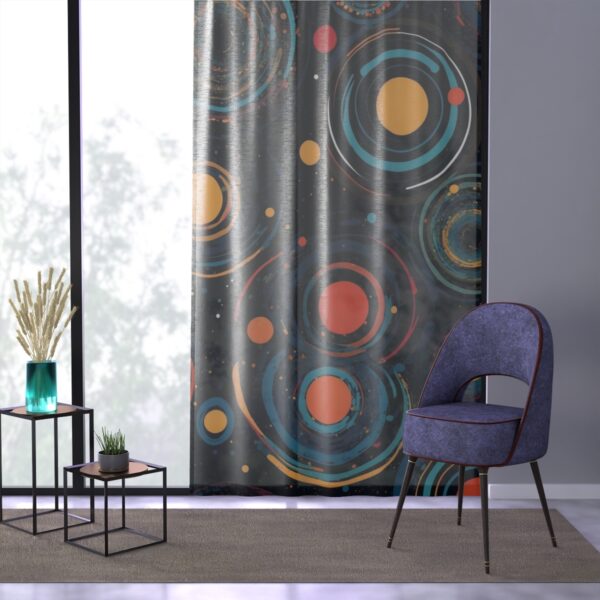 Enigmatic Orbiting Circles curtains with graceful dance of colors