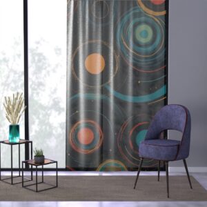 Celestial Orbiting Circles curtains with space-like colors