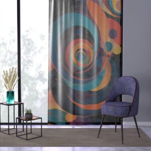 Dynamic Orbiting Circles curtains with cosmic color patterns