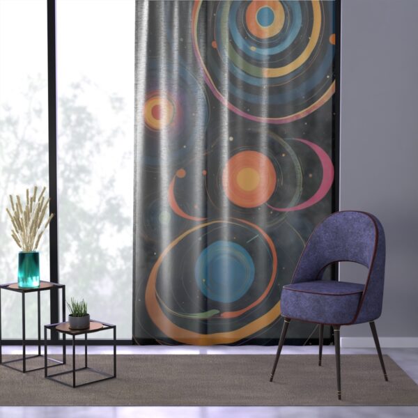 Captivating Orbiting Circles curtains with vibrant space hues