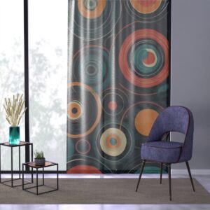 Vibrant Orbiting Circles curtains in space-inspired colors