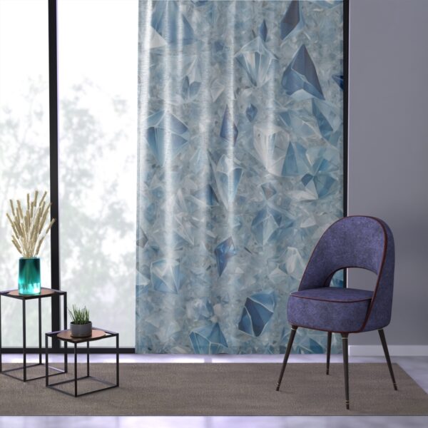 Crystal Facets curtains with frosty blue and white tones