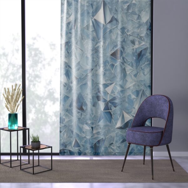 Crystal Facets curtain in ethereal icy blue and white