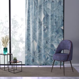 Serene blue and white Crystal Facets window curtains