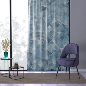 Icy blue and white Crystal Facets window curtains