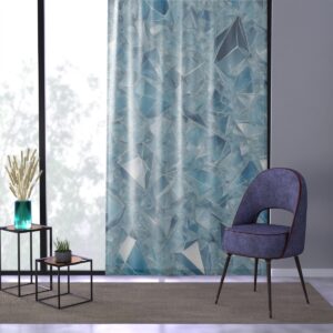 Crystal Facets curtains in icy blue and white tones