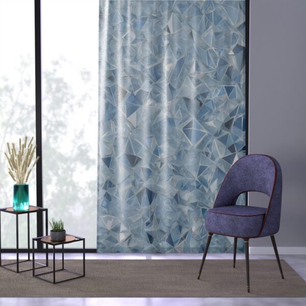 Crystal Facets Curtain with a serene dance of ice crystal elegance in blues and whites.