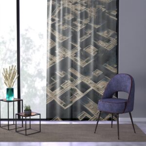 Urban Labyrinth Curtain capturing the complex beauty of a cityscape for an architectural allure in your home.