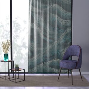 Elegant Optical Waves Curtain with a tranquil dance of undulating lines for a functional art piece in your home.