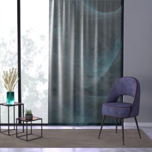 Contemporary window curtain with mesmerizing optical waves blending design and soothing movement.