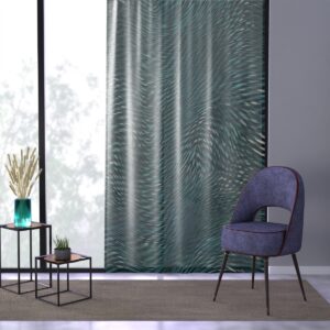 Stylish window curtain featuring dynamic optical waves for a sophisticated interior look.